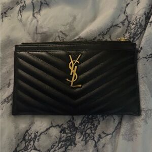 Saint Laurent Black Leather Bill Pouch